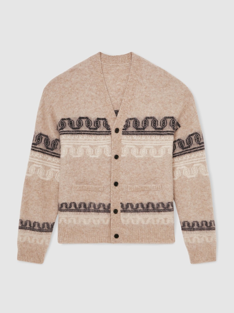 Reiss Oatmeal Bruno Cardigan - Image 2 of 7 Reiss Oatmeal Bruno Cardigan - Image 2 of 7