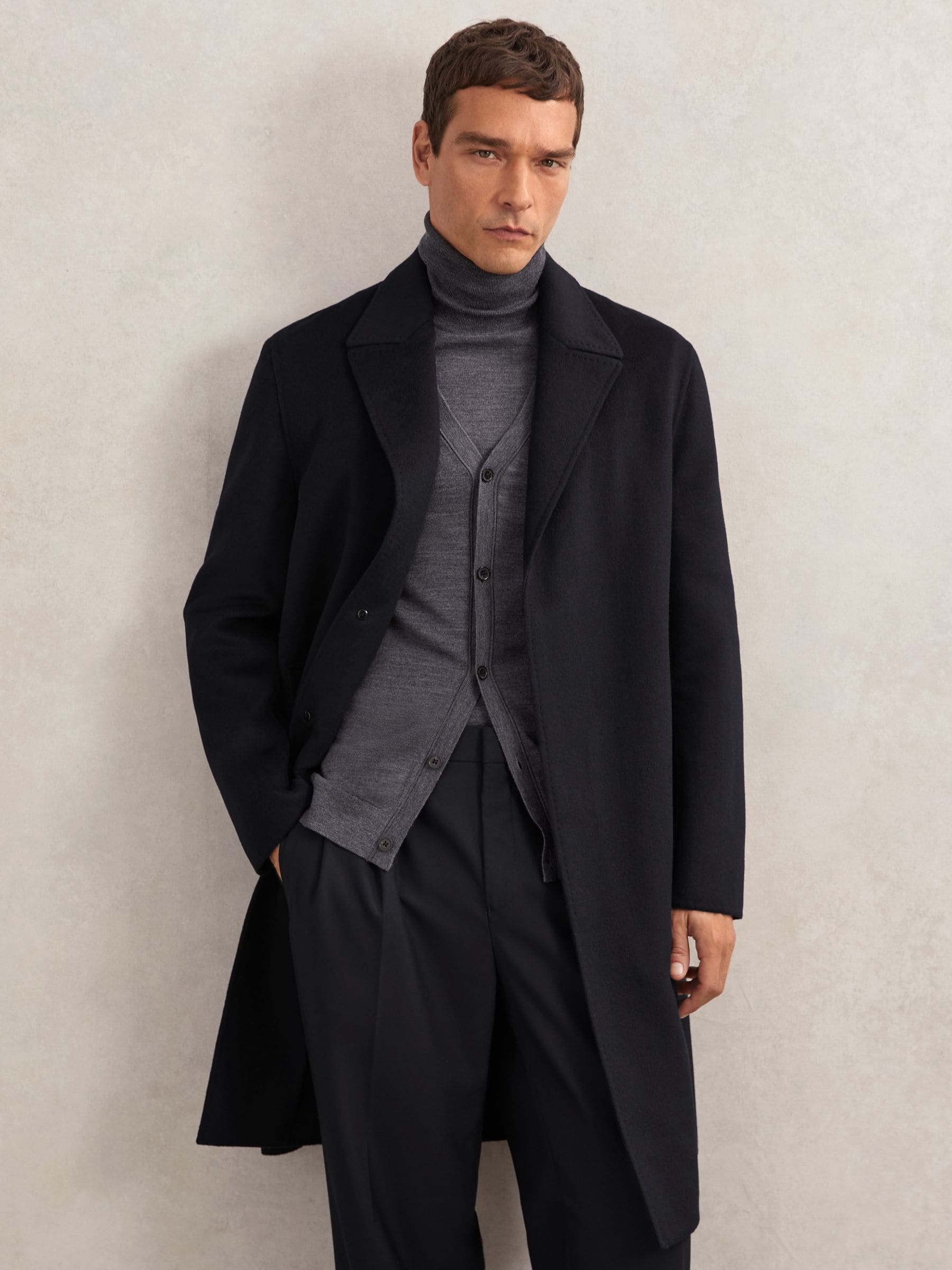 Reiss Navy Coat In Black