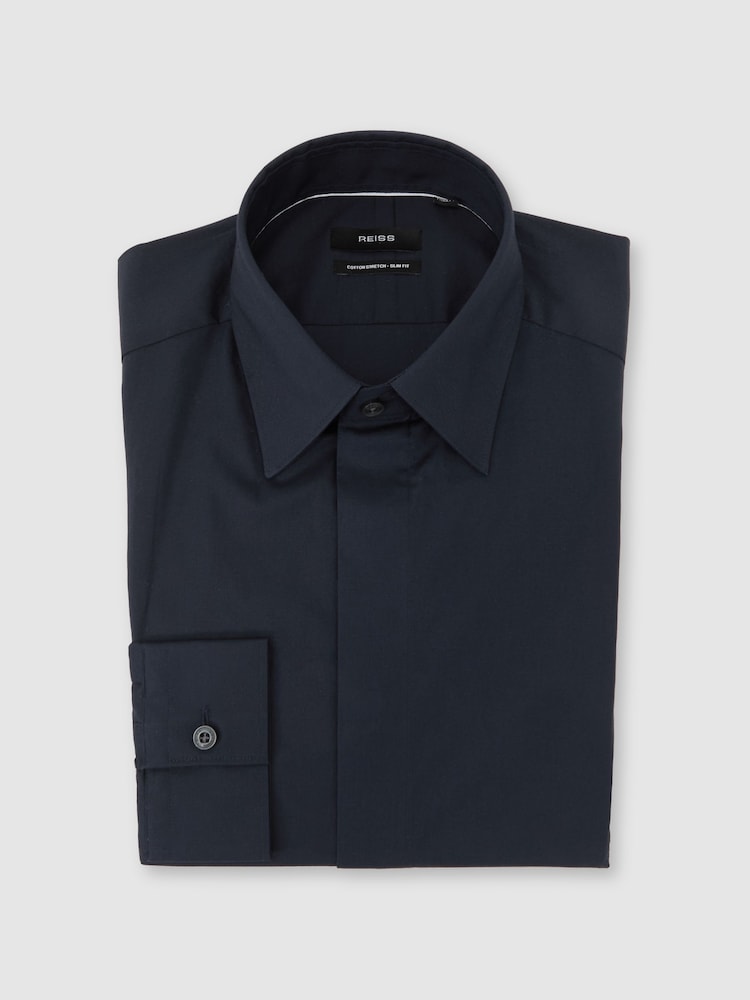 Reiss Navy Vega Shirt - Image 2 of 8 Reiss Navy Vega Shirt - Image 2 of 8