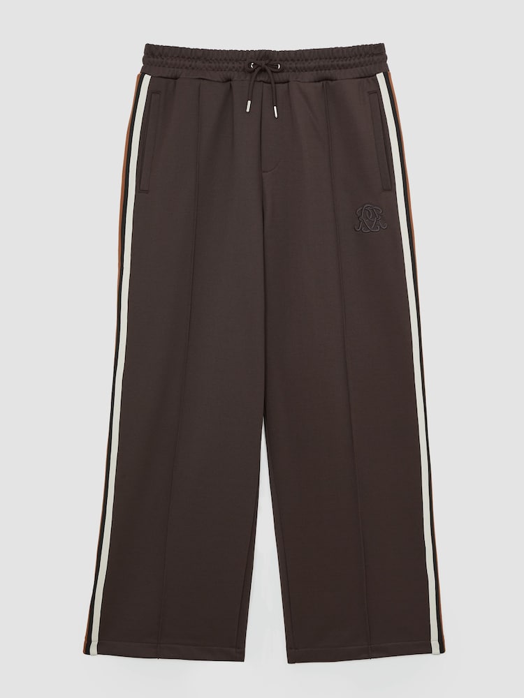 Reiss Brown Foster Monogram Cotton Wide-Leg Joggers - Image 2 of 6 Reiss Brown Foster Monogram Cotton Wide-Leg Joggers - Image 2 of 6