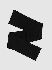 Reiss Black Swinly Chunky Rib Wool Blend Scarves - Image 1 of 5