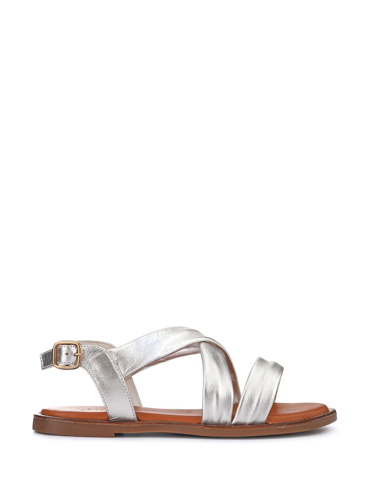 Jones Bootmaker Silver Wide Fit Hali Leather Sandals - Image 2 of 5