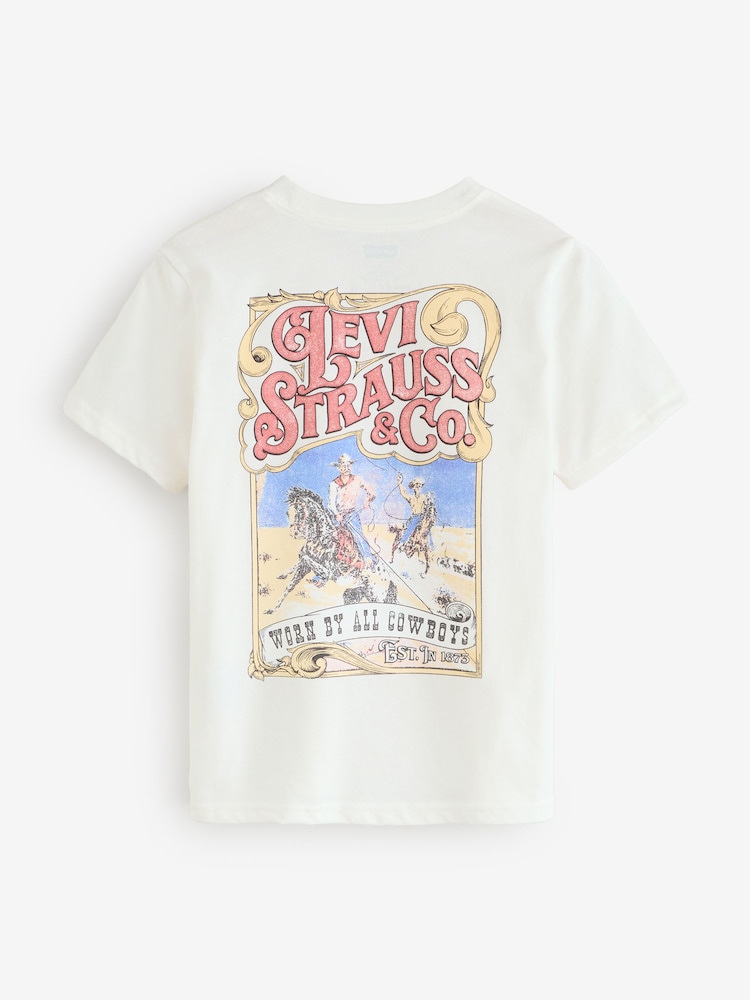 Levi's® Cream Worn By Cowboys Western Graphic Print Short Sleeve T-Shirt - Image 2 of 6 Levi's® Cream Worn By Cowboys Western Graphic Print Short Sleeve T-Shirt - Image 2 of 6