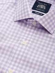 أرجواني - Savile Row Company Check Single Cuff Formal Shirt - صورة 4 من 5