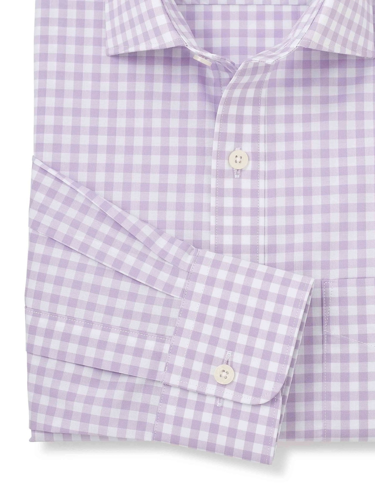 أرجواني - Savile Row Company Check Single Cuff Formal Shirt - صورة 5 من 5
