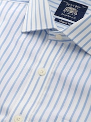 Savile Row Company Blue Single Cuff Striped Classic Fit Cotton Poplin Formal Shirt - Image 5 of 6
