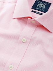 Savile Row Company Pink Double Cuff Prince of Wales Check Slim Fit Cotton Formal Shirt - Image 4 of 5