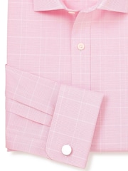 Savile Row Company Pink Double Cuff Prince of Wales Check Slim Fit Cotton Formal Shirt - Image 5 of 5
