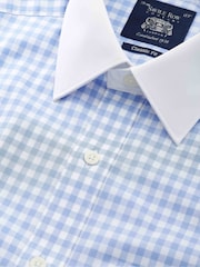 Savile Row Company Classic Fit Blue Gingham Check Cotton Winchester Double Cuff Formal Shirt - Image 4 of 5