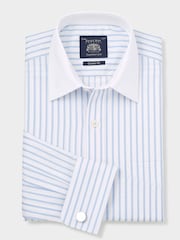 Savile Row Company Classic Fit Blue Stripe Cotton Winchester Formal Shirt - Image 3 of 5