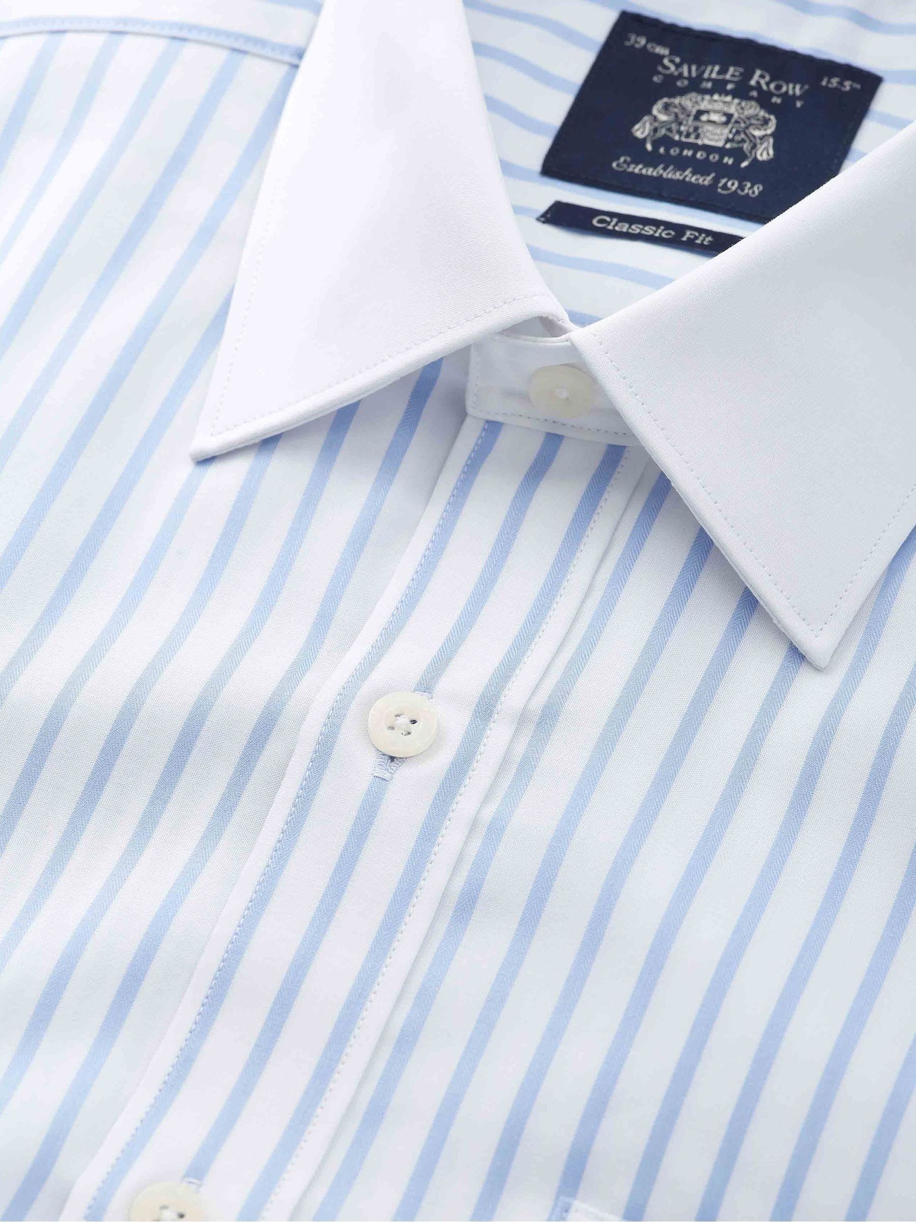 Przeglądaj Savile Row Company Classic Fit Blue Stripe Cotton