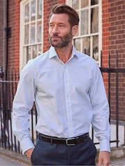 The Savile Row Company Blue Double Cuff Striped Slim Fit Cotton Formal Shirt - Image 2 of 5