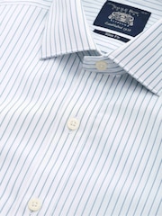 The Savile Row Company Blue Double Cuff Striped Slim Fit Cotton Formal Shirt - Image 4 of 5