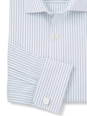 The Savile Row Company Blue Double Cuff Striped Slim Fit Cotton Formal Shirt - Image 5 of 5