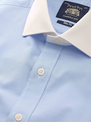 Savile Row Company Blue Double Cuff Micro Check Slim Fit Cotton Winchester Formal Shirt - Image 4 of 5
