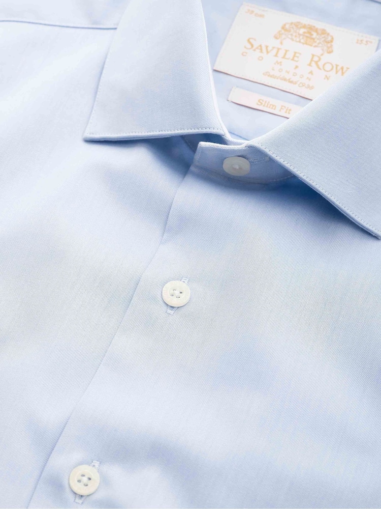 Mens Savile Row Company Blue Slim Fit Single Cuff Two-Ply Cotton Gold Label Formal Shirt US 15.5 R