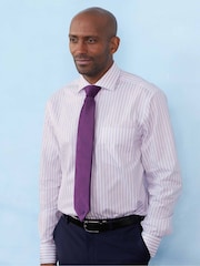 Savile Row Company Blue Single Cuff Striped Classic Fit Cotton Poplin Formal Shirt - Image 1 of 5