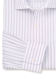 Savile Row Company Blue Single Cuff Striped Classic Fit Cotton Poplin Formal Shirt - Image 5 of 5