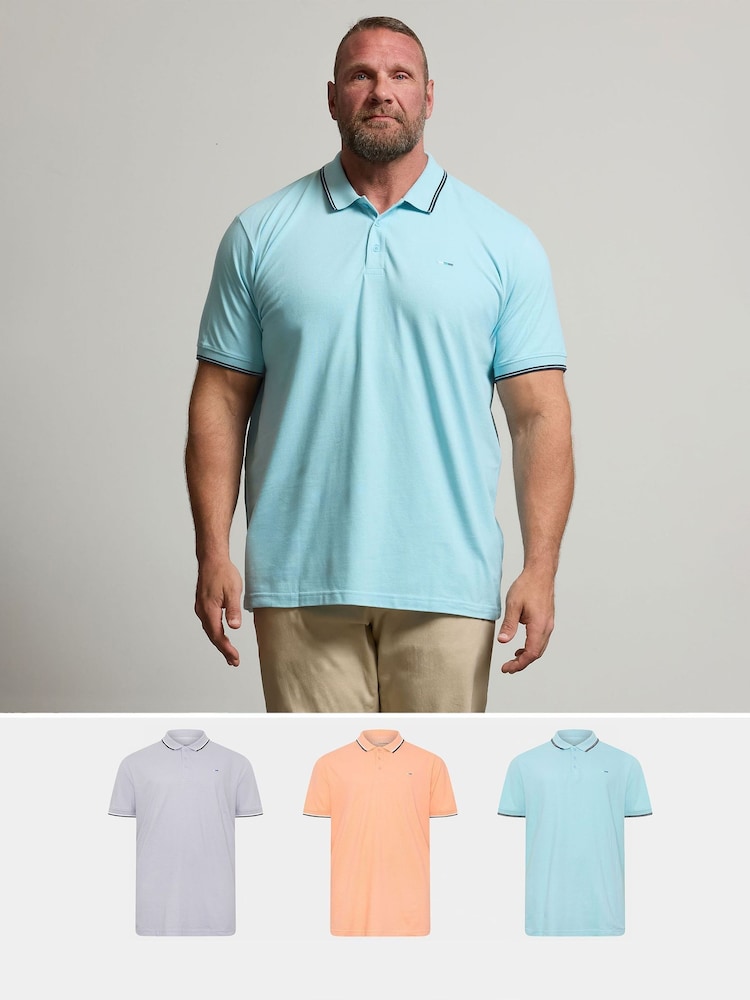 BadRhino Big & Tall Purple Pique Polo Shirts 3 Pack - Image 1 of 8