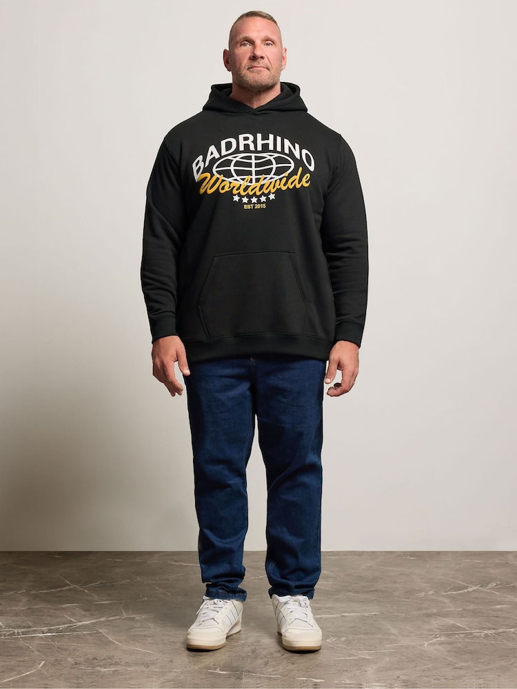 BadRhino Big & Tall Black Worldwide Graphic Print Hoodie - Image 2 of 6