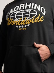 BadRhino Big & Tall Black Worldwide Graphic Print Hoodie - Image 4 of 6