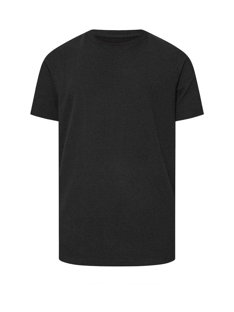 BadRhino Big & Tall Black Ottoman Ribbed T-Shirt - Image 1 of 2 BadRhino Big & Tall Black Ottoman Ribbed T-Shirt - Image 1 of 2