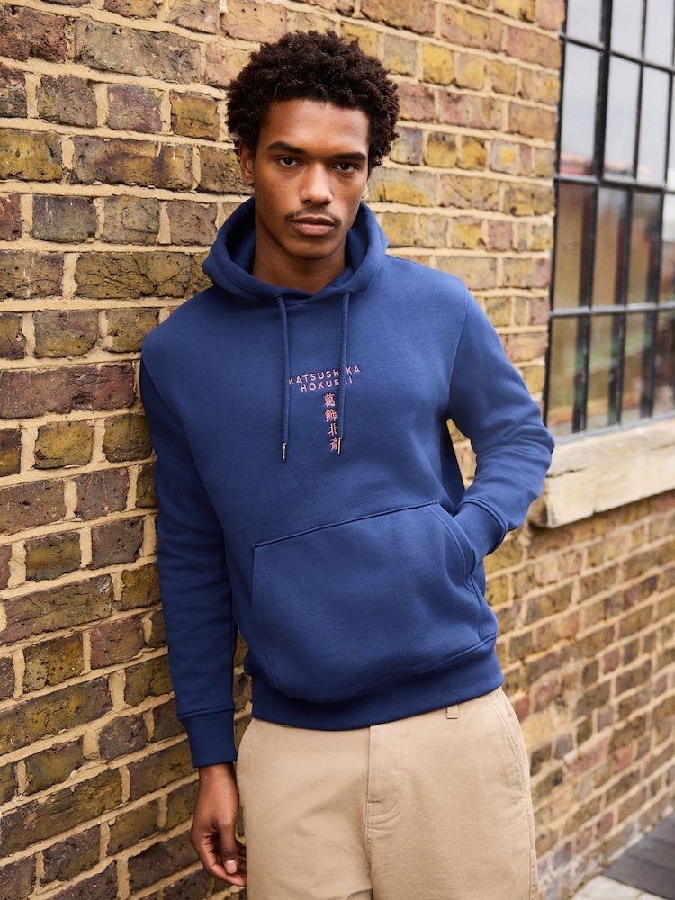 Blue Hokusai Licence Graphic Crew Neck Sweatshirt - Image 1 of 8 Blue Hokusai Licence Graphic Crew Neck Sweatshirt - Image 1 of 8