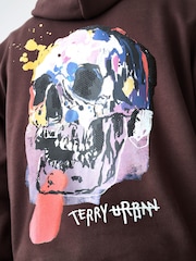 بني - Seminal Licence Skull Graphic Hoodie - صورة 5 من 9