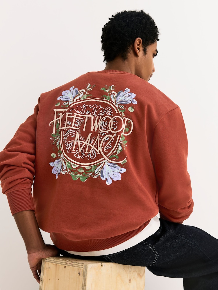 Rust Brown Fleetwood Mac Licence Graphic Crew Sweatshirt - Image 1 of 8