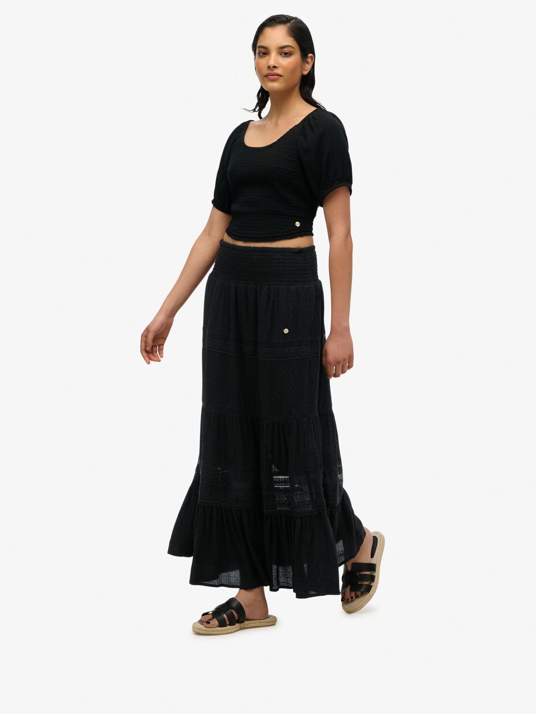 Superdry Black Ibiza Maxi Skirt