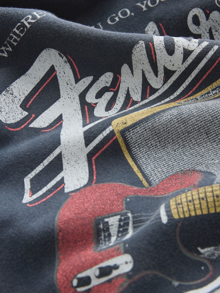 Slate Grey Fender Graphic Crew Neck Sweatshirt - Image 8 of 8