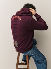 Burgundy Red Guns N' Roses Licence Graphic Print Hoodie - Image 2 of 9