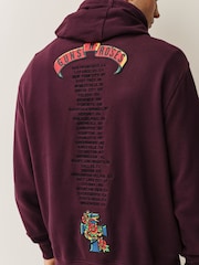 Burgundy Red Guns N' Roses Licence Graphic Print Hoodie - Image 5 of 9