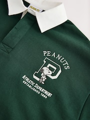 Dark Green Snoopy Graphic Rugby Polo Sweatshirt - Image 3 of 4