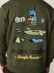 Khaki Green Snoopy License Graphic Crew Neck Sweatshirt - Image 4 of 9