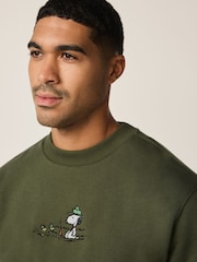 Khaki Green Snoopy License Graphic Crew Neck Sweatshirt - Image 5 of 9