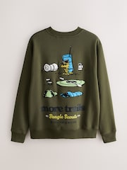 Khaki Green Snoopy License Graphic Crew Neck Sweatshirt - Image 7 of 9