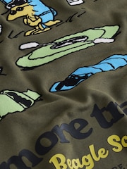Khaki Green Snoopy License Graphic Crew Neck Sweatshirt - Image 8 of 9