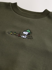 Khaki Green Snoopy License Graphic Crew Neck Sweatshirt - Image 9 of 9