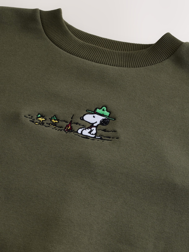 Khaki Green Snoopy License Graphic Crew Neck Sweatshirt - Image 9 of 9