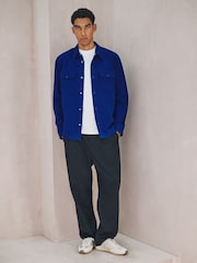 Cobalt Blue Jersey Twill Popper Shacket - Image 1 of 10