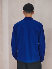Cobalt Blue Jersey Twill Popper Shacket - Image 5 of 10