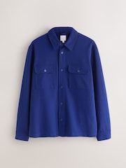 Cobalt Blue Jersey Twill Popper Shacket - Image 6 of 10