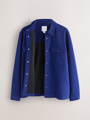Cobalt Blue Jersey Twill Popper Shacket - Image 7 of 10