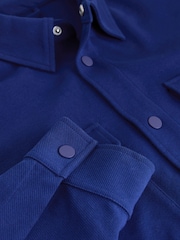 Cobalt Blue Jersey Twill Popper Shacket - Image 9 of 10