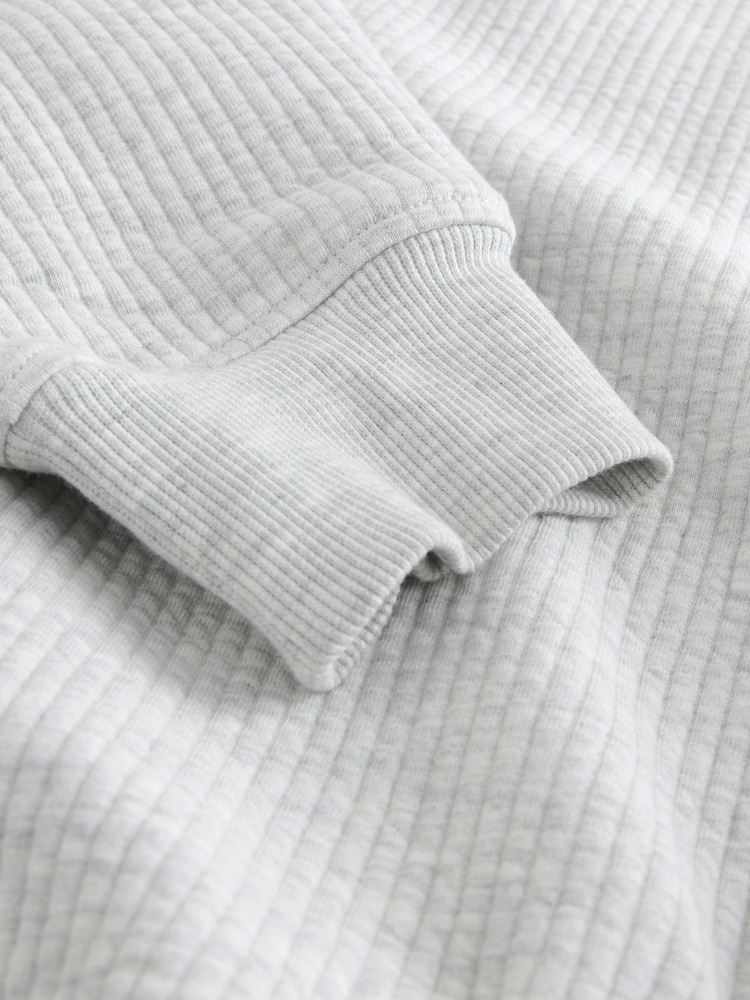 Grau meliert - Linear Texture Zip Through Hoodie - Bild 7 von 7