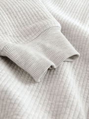 Grey Marl Linear Texture Zip Through Hoodie - Image 9 of 9