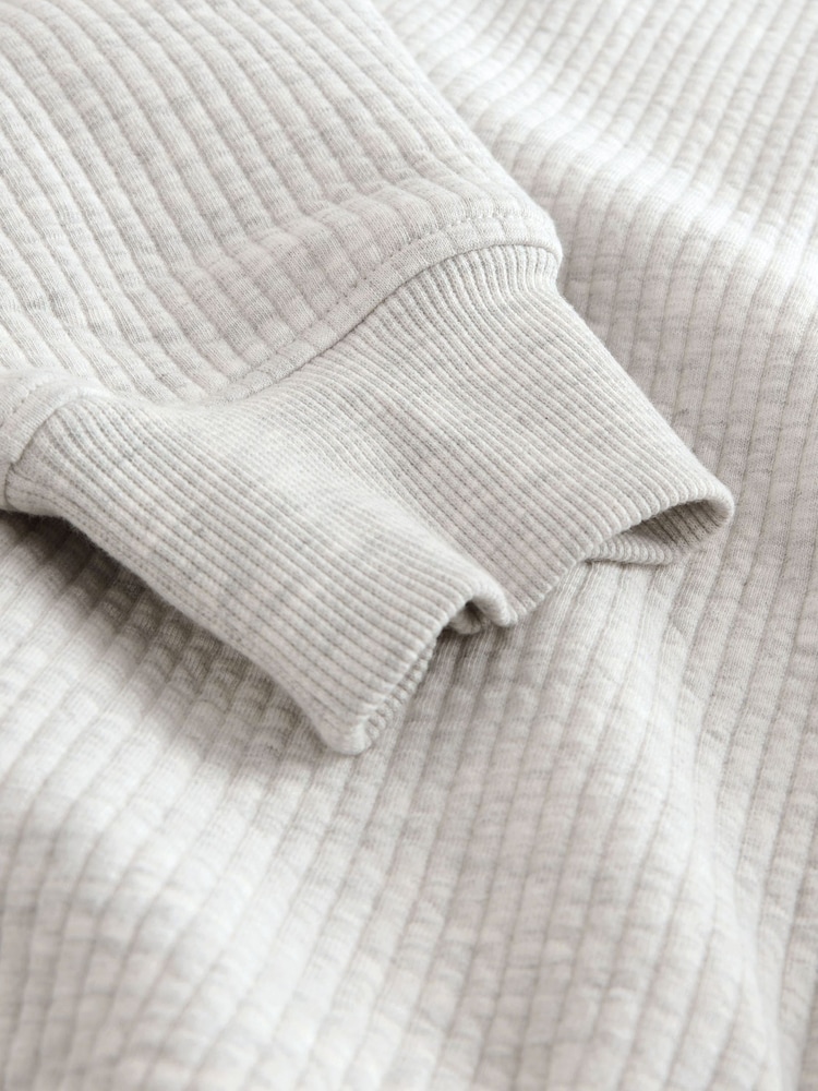 Grey Marl Linear Texture Zip Through Hoodie - Image 9 of 9