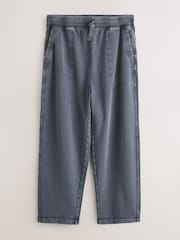Grey Relaxed Fit Garment Wash Wide Fit Cotton Rich Heavyweight Joggers - Image 7 of 9
