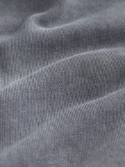 Grey Zip Through Garment Wash Wide Fit Cotton Rich Heavyweight Joggers - Image 8 of 8